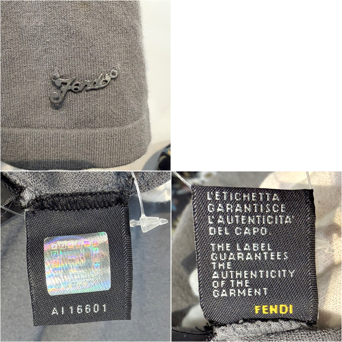 FENDI 半袖ニットトップス ペプラムデザイン グレー サイズ40 イタリア製 レディース TT072