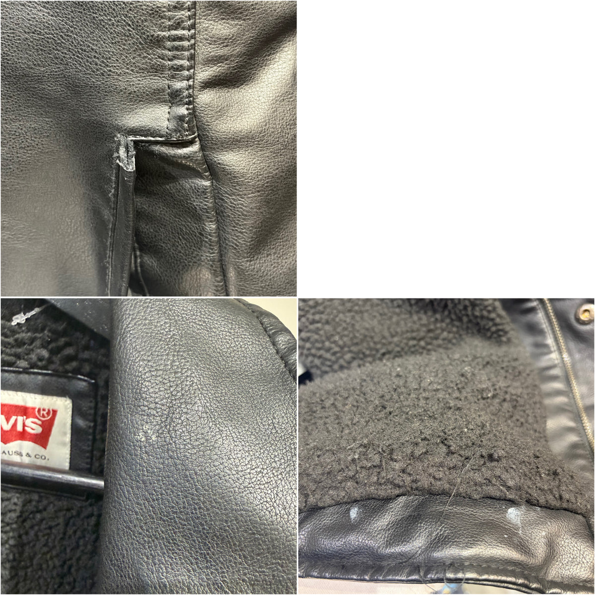 Levi’s フェイクレザー ジャケット ボア裏地 ブラック サイズM メンズ TT093