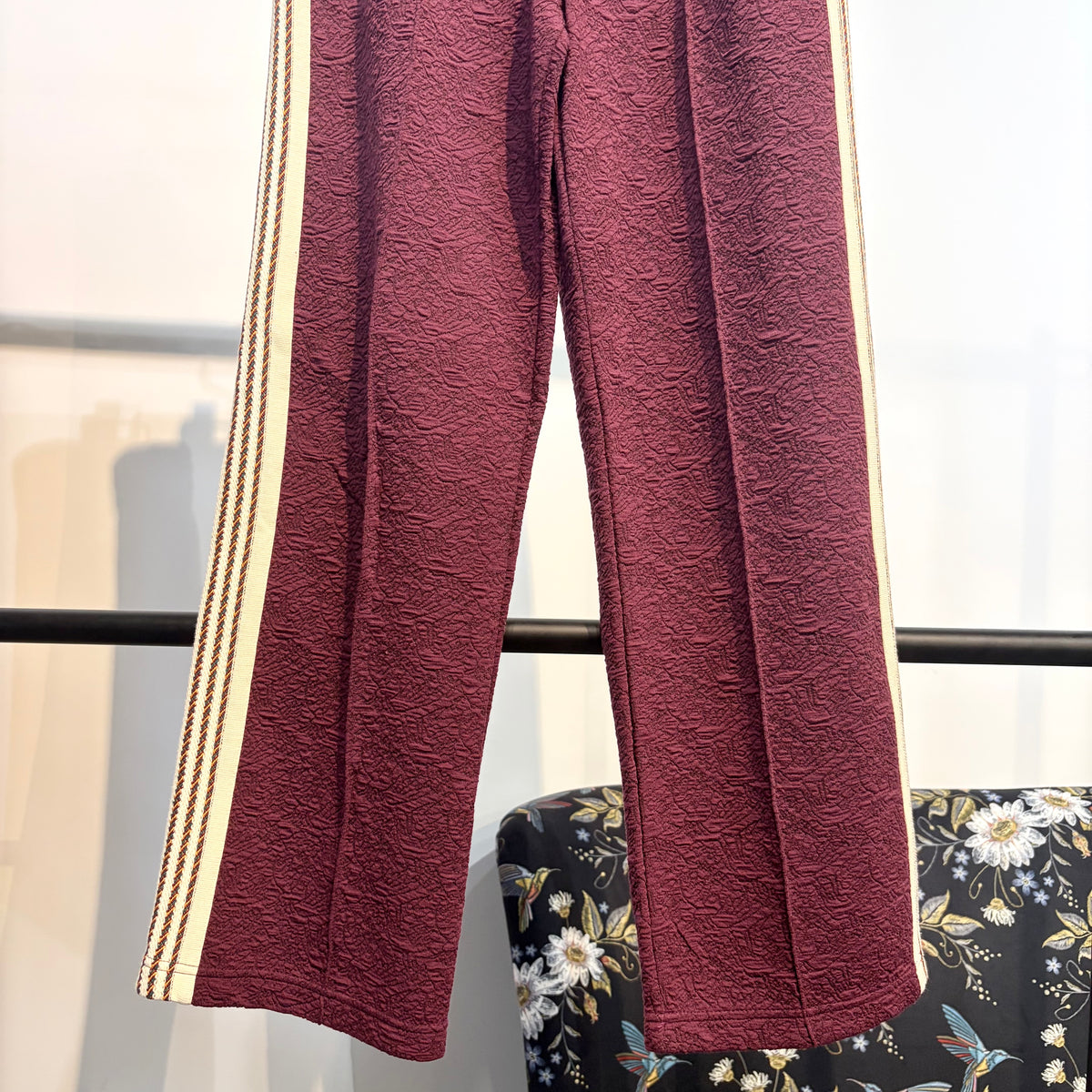Needles × Sasquatchfabrix. トラックパンツ ボルドー S 蝶刺繍 メンズ 日本製 TT029