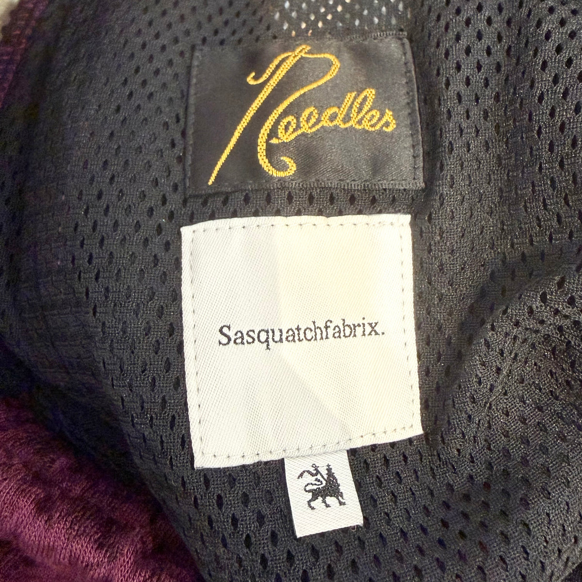 Needles × Sasquatchfabrix. トラックパンツ ボルドー S 蝶刺繍 メンズ 日本製 TT029