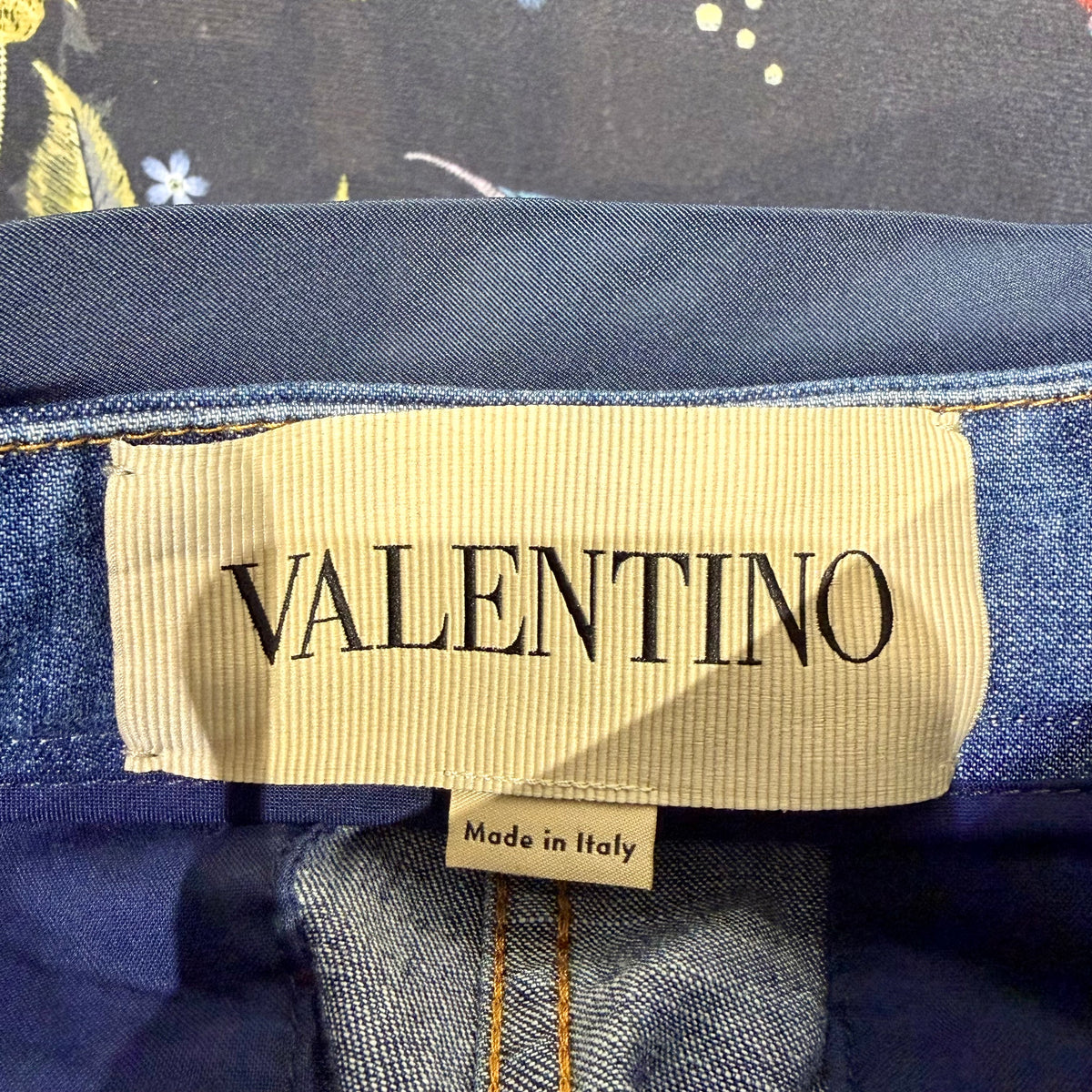 VALENTINO ヴァレンティノ デニム ショートパンツ リボンベルト 36 イタリア製 レディース TT036