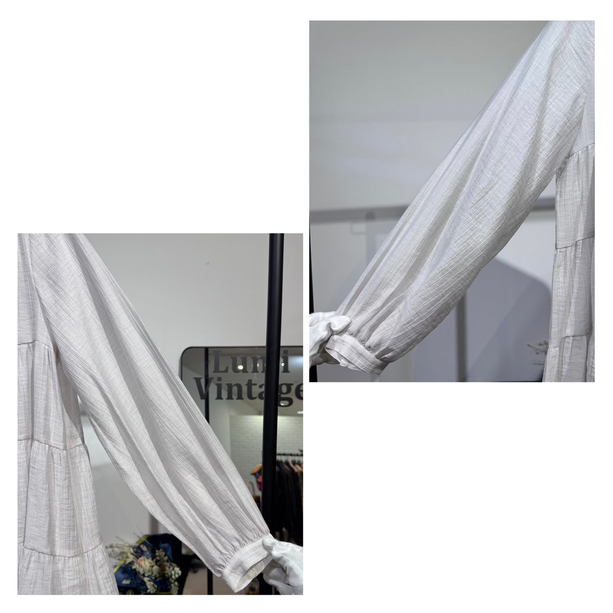 新品・タグ付き【定価19,800円】DRESSTERIOR ドレステリア ティアードブラウス バンドカラー ホワイト系 レディース トップス サイズ36 日本製 TT047