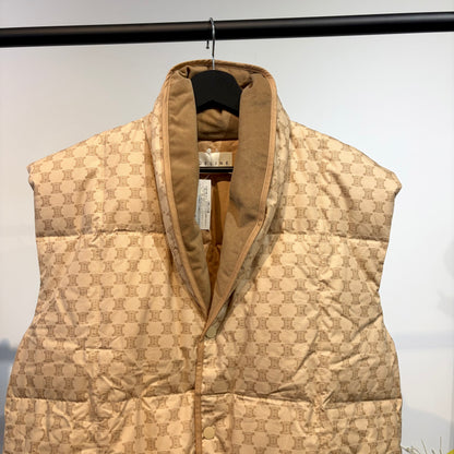 【未使用】CELINE 総柄 ダウンベスト ベージュ M〜L相当 ユニセックス TT005