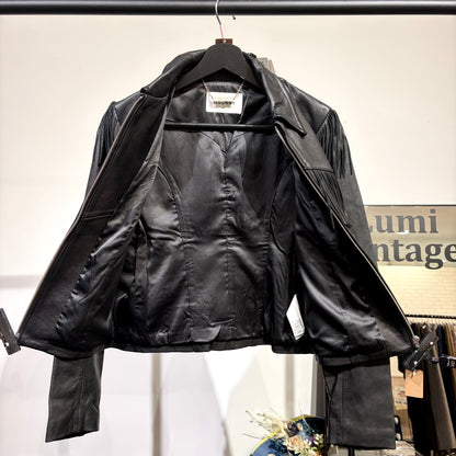 MOUSSY マウジー ゴートレザー フリンジ ジャケット ブラック レディース サイズ2 タグ付き未使用品 TT103