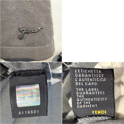 FENDI 半袖ニットトップス ペプラムデザイン グレー サイズ40 イタリア製 レディース TT072