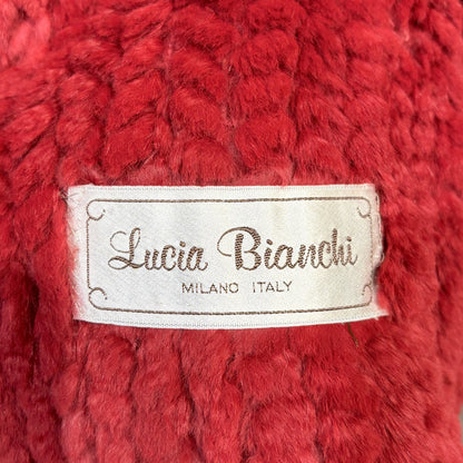 Lucia Bianchi MILANO ITALY 毛足デザイン ロングベスト レッド サイズF レディース TT096