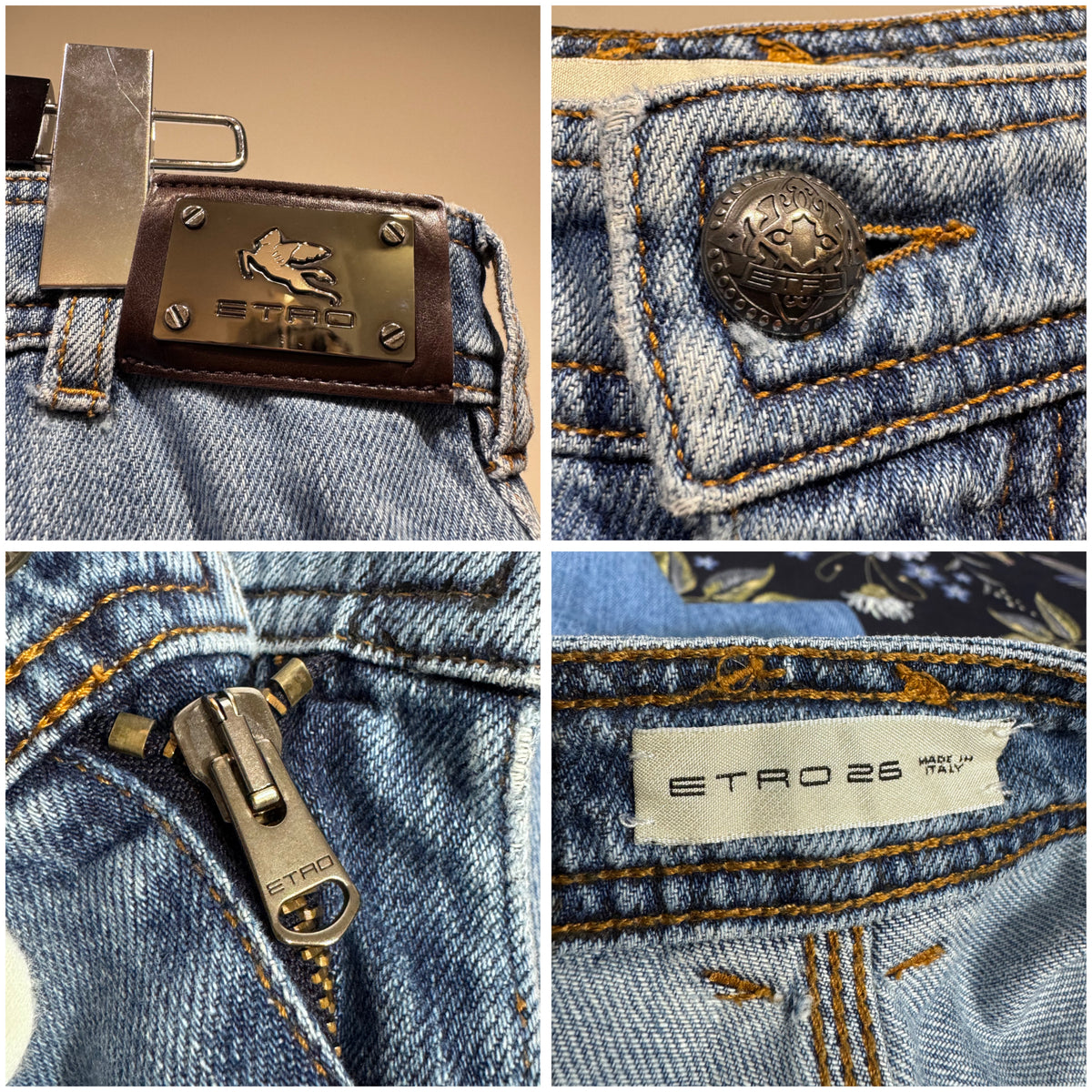 ETRO エトロ 刺繍 ワイドデニムパンツ ライトブルー レディース サイズ26 イタリア製 TT067