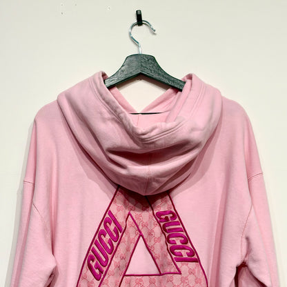 PALACE GUCCI プルオーバーパーカー トライアングルロゴ刺繍 ピンク L メンズ TT111
