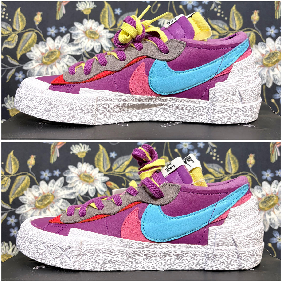 未使用 NIKE BLAZER LOW sacai KAWS スニーカー Purple Dusk 24.5cm DM7901-500  TT082