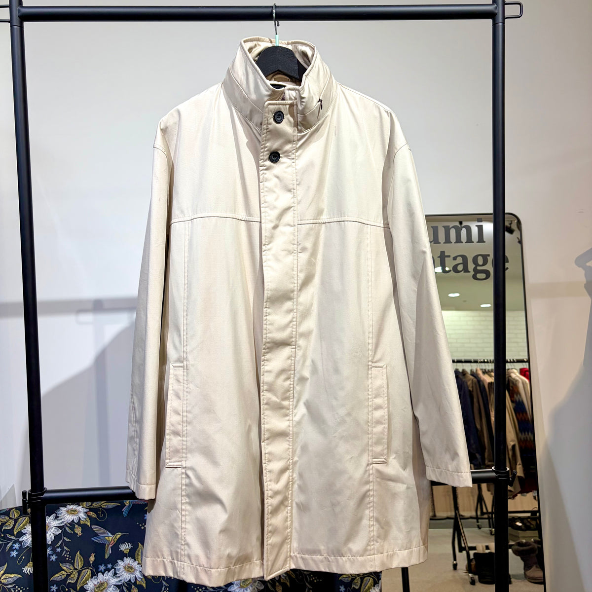 MARIO VALENTINO スタンドカラー コート アイボリー LL キルティングライナー メンズ TT075