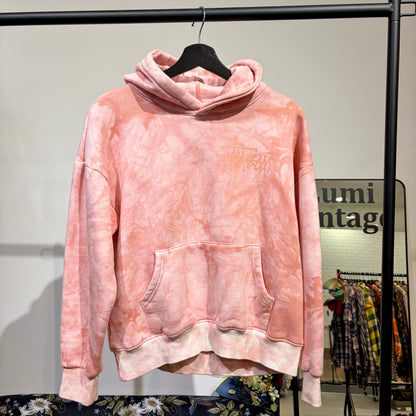 STUSSY ロゴ プルオーバーパーカー タイダイ ピンク XL メキシコ製 レディース  TT086