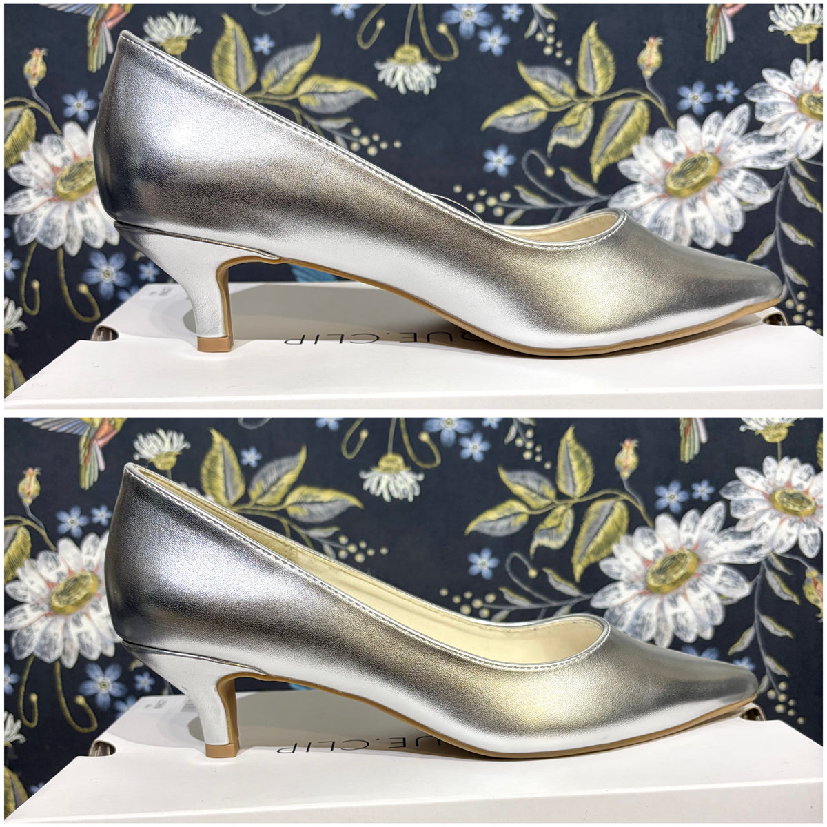【新品】OPAQUE.CLIP ポインテッドトゥ パンプス シルバー L 5cmヒール TT014