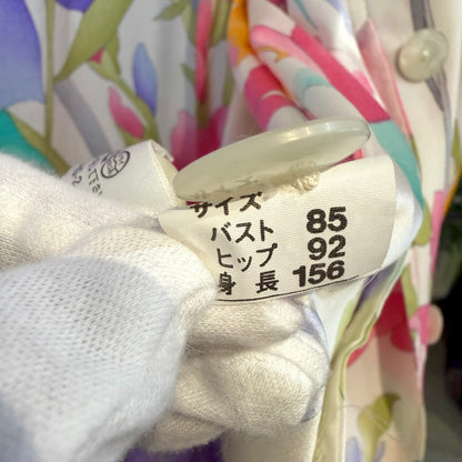 LEONARD レオナール シルク100％ フラワープリント ロングコート マルチカラー レディース TT027