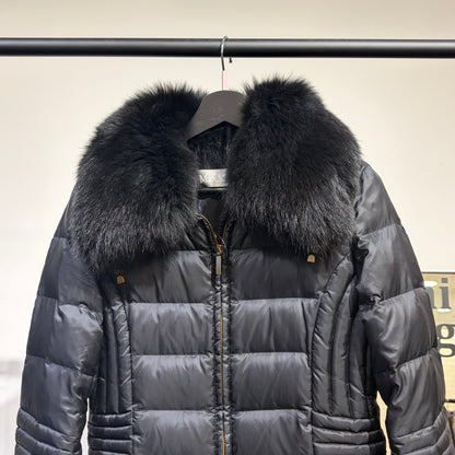 Max Mara マックスマーラ ファー襟 パデッドジャケット ブラック系 レディース 42 TT095