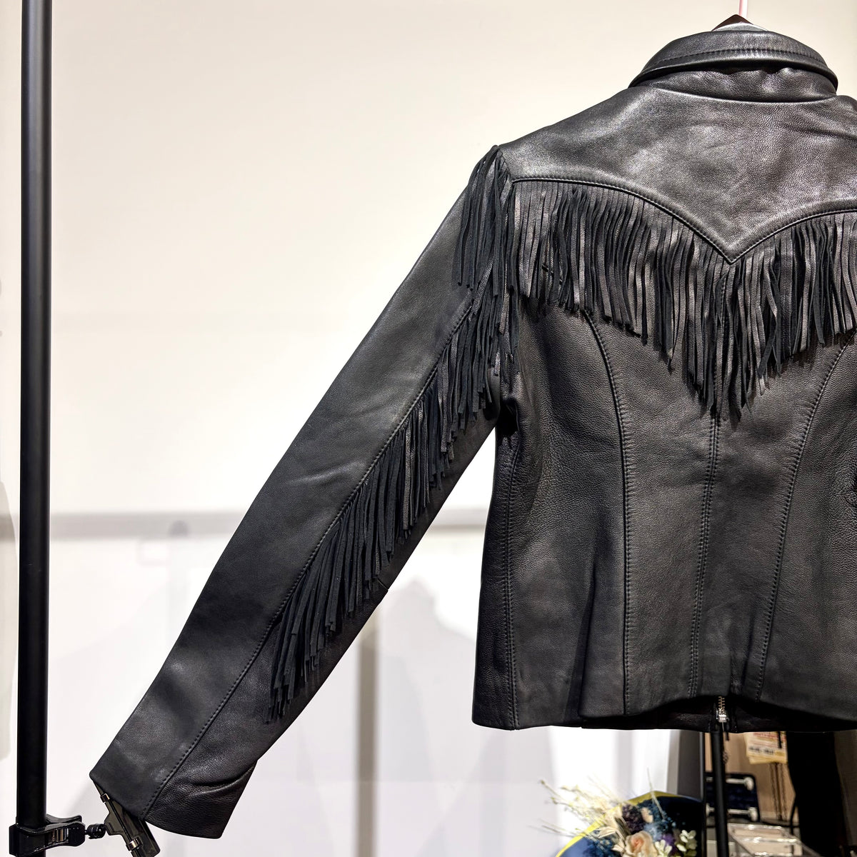 MOUSSY マウジー ゴートレザー フリンジ ジャケット ブラック レディース サイズ2 タグ付き未使用品 TT103