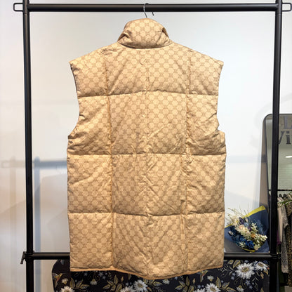 【未使用】CELINE 総柄 ダウンベスト ベージュ M〜L相当 ユニセックス TT005