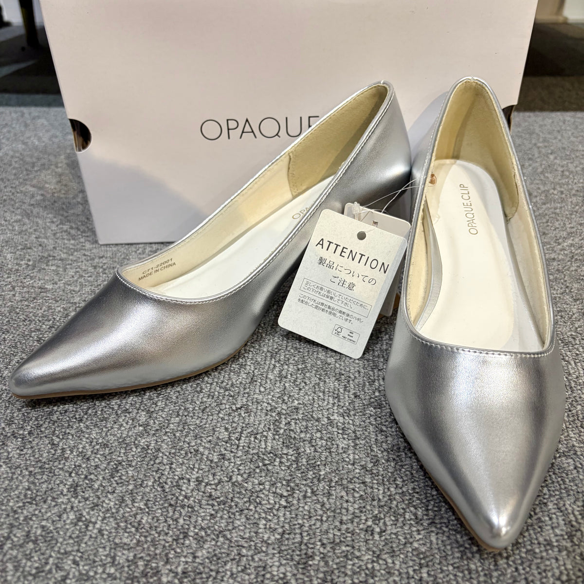 【新品】OPAQUE.CLIP ポインテッドトゥ パンプス シルバー L 5cmヒール TT014