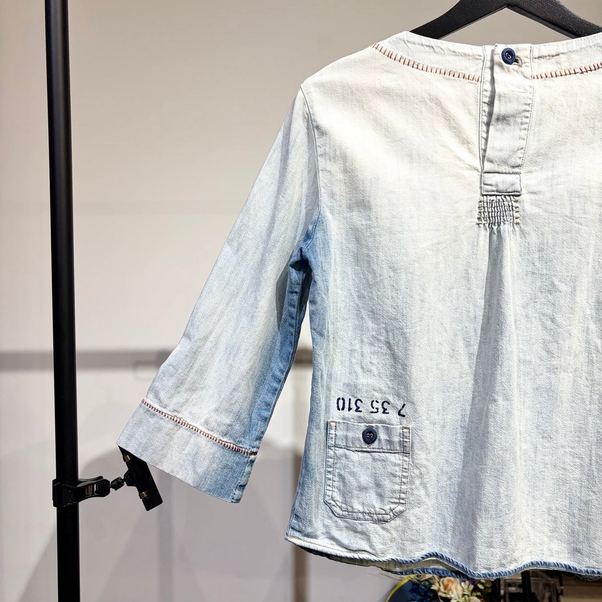 DIESEL デニム プルオーバー Vネック 七分袖 ライトブルー サイズM レディース TT097