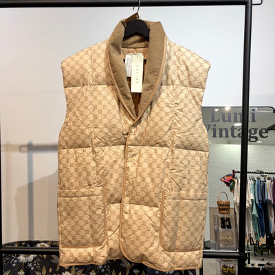 【未使用】CELINE 総柄 ダウンベスト ベージュ M〜L相当 ユニセックス TT005