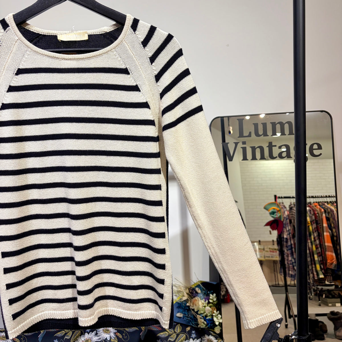 S Max Mara ボーダー ニット プルオーバー アイボリー×ブラック S レディース TT089