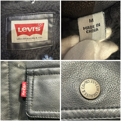 Levi’s フェイクレザー ジャケット ボア裏地 ブラック サイズM メンズ TT093