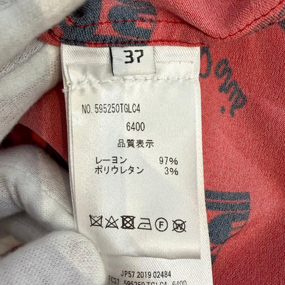 BALENCIAGA バレンシアガ 総柄 半袖シャツ レッド 37 オーバーサイズ メンズ TT041