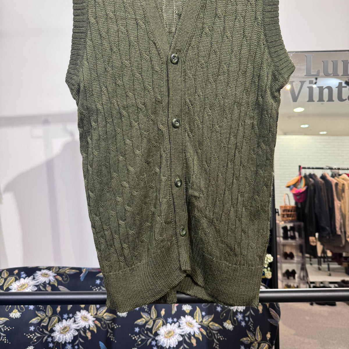 Christian Dior MONSIEUR クリスチャンディオール ムッシュ ニットベスト ケーブル編み カーキ系 L メンズ トップス TT053