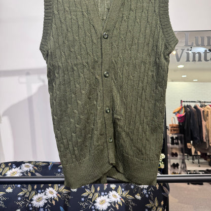 Christian Dior MONSIEUR クリスチャンディオール ムッシュ ニットベスト ケーブル編み カーキ系 L メンズ トップス TT053