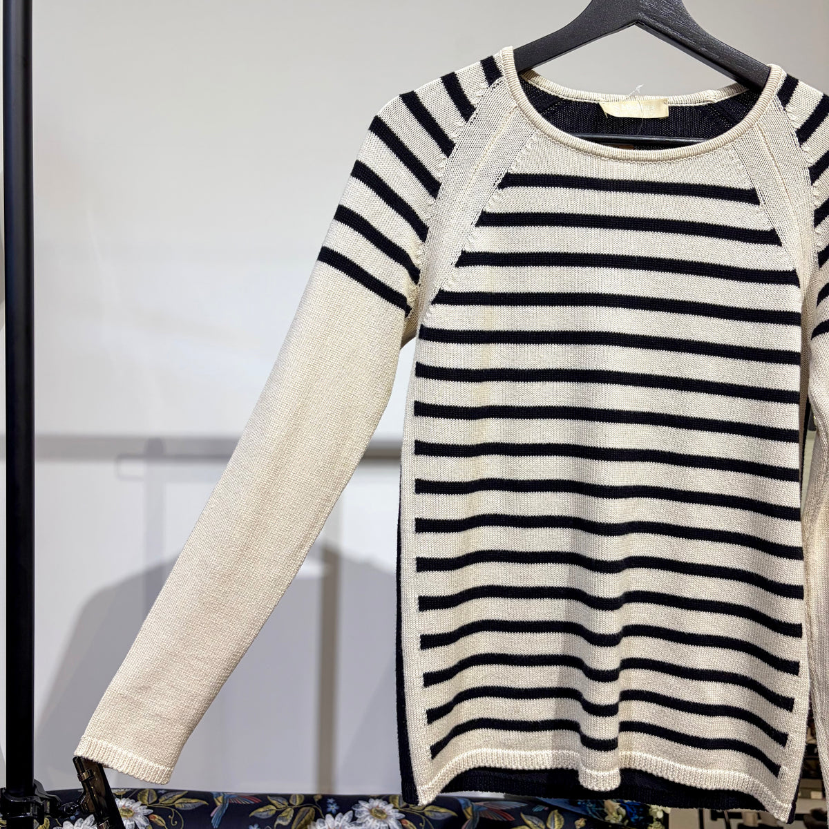 S Max Mara ボーダー ニット プルオーバー アイボリー×ブラック S レディース TT089
