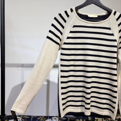 S Max Mara ボーダー ニット プルオーバー アイボリー×ブラック S レディース TT089