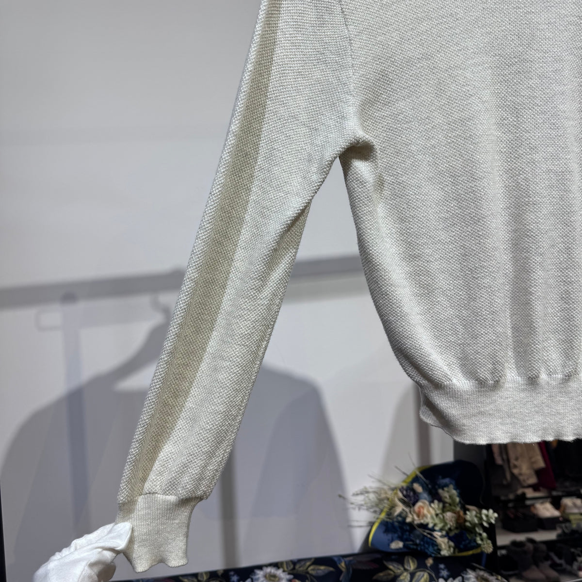 ETRO エトロ フラワープリント切替 カーディガン 長袖 ホワイト系 アイボリー系 レディース トップス L相当 TT052