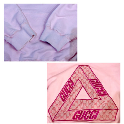 PALACE GUCCI プルオーバーパーカー トライアングルロゴ刺繍 ピンク L メンズ TT111