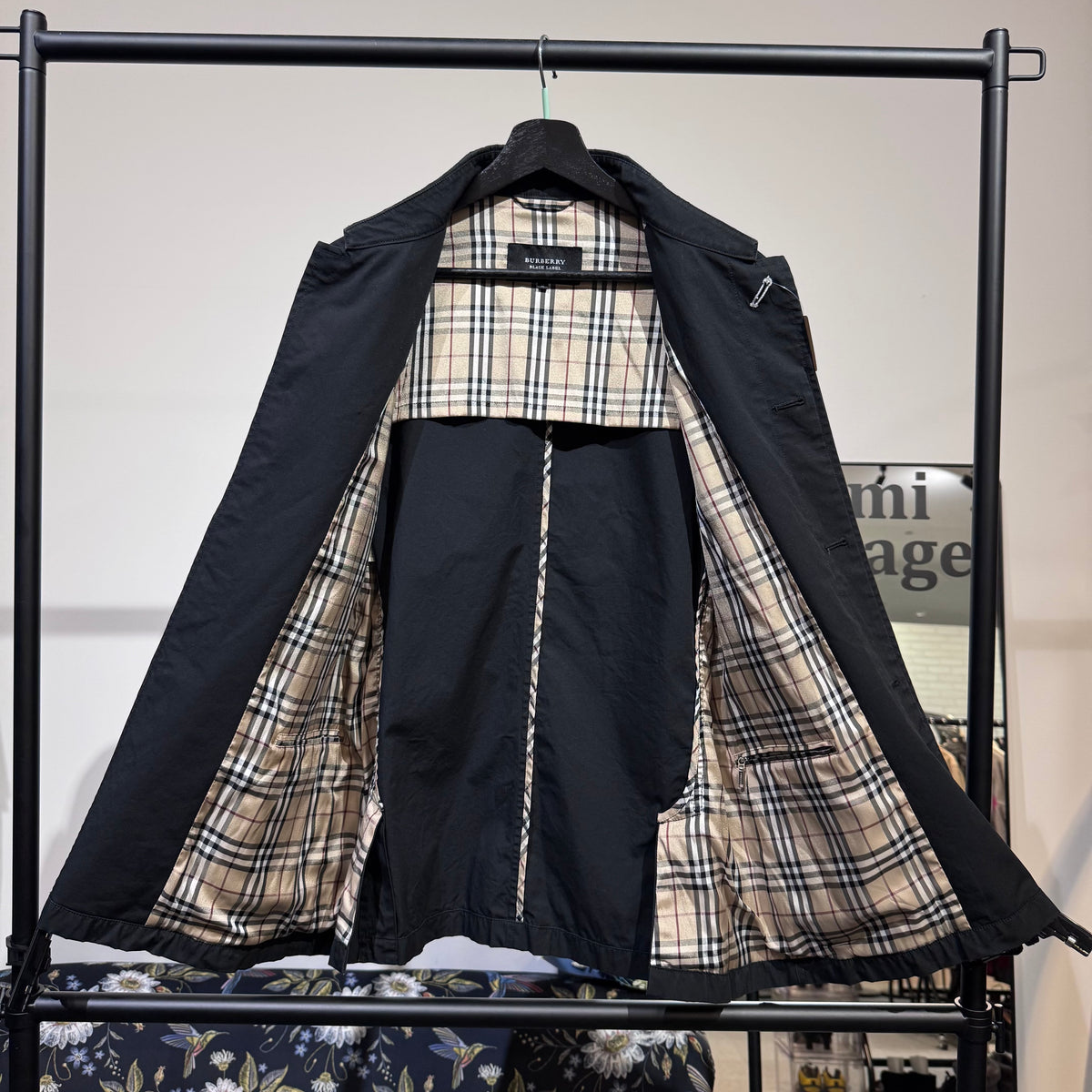 BURBERRY BLACK LABEL ステンカラーコート ブラック ノバチェック M TT065