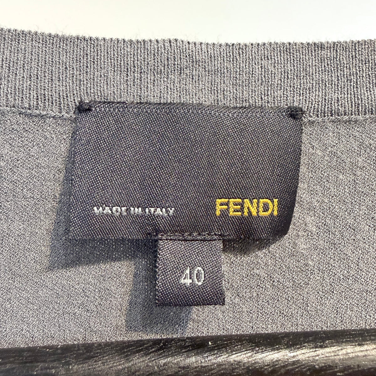 FENDI 半袖ニットトップス ペプラムデザイン グレー サイズ40 イタリア製 レディース TT072