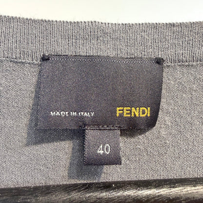 FENDI 半袖ニットトップス ペプラムデザイン グレー サイズ40 イタリア製 レディース TT072