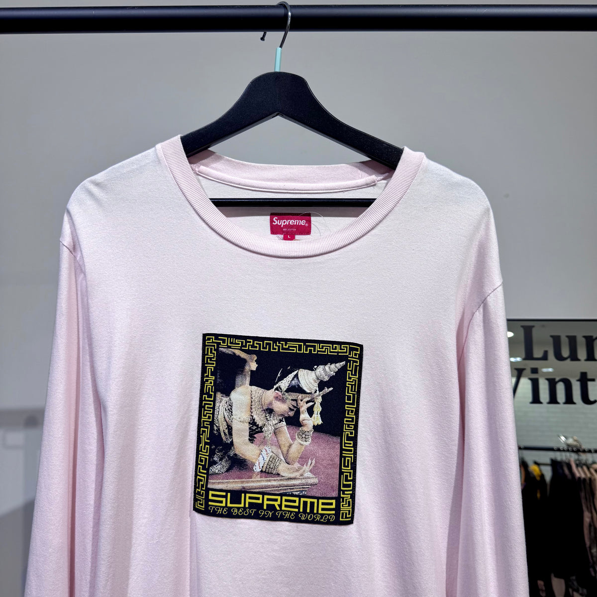 Supreme シュプリーム 長袖Tシャツ ロンT ピンク系 フロントグラフィック L メンズ トップス TT054