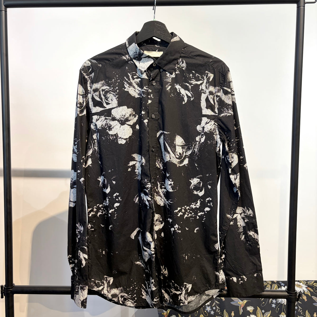 DIESEL ディーゼル フラワープリント 長袖シャツ ブラック メンズ コットン100% TT104