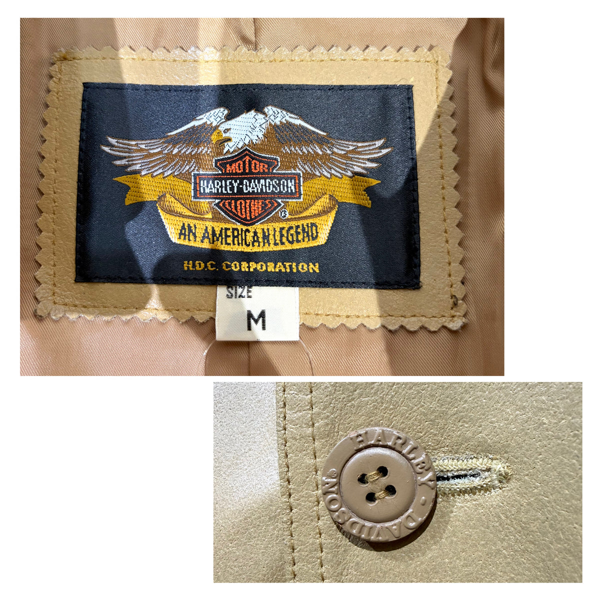 HARLEY-DAVIDSON ハーレーダビッドソン 牛革 レザーロングコート キャメルブラウン サイズM メンズ TT069