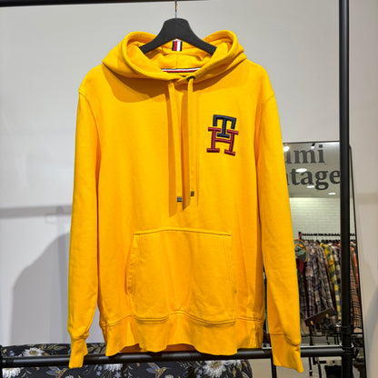 TOMMY HILFIGER ロゴワッペン プルオーバーパーカー イエロー XL TT087