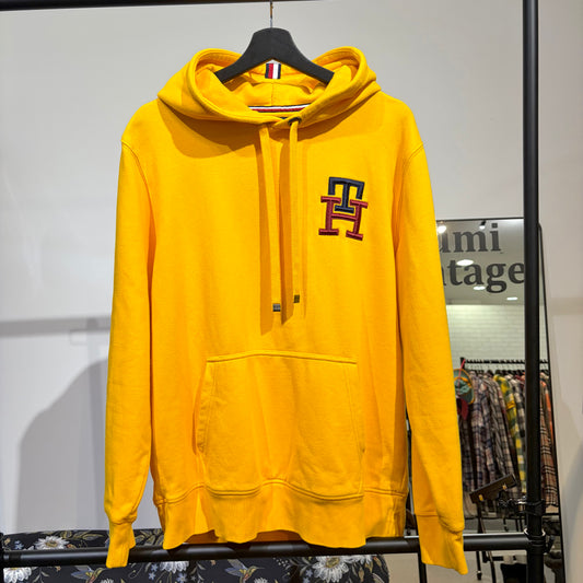 TOMMY HILFIGER ロゴワッペン プルオーバーパーカー イエロー XL TT087
