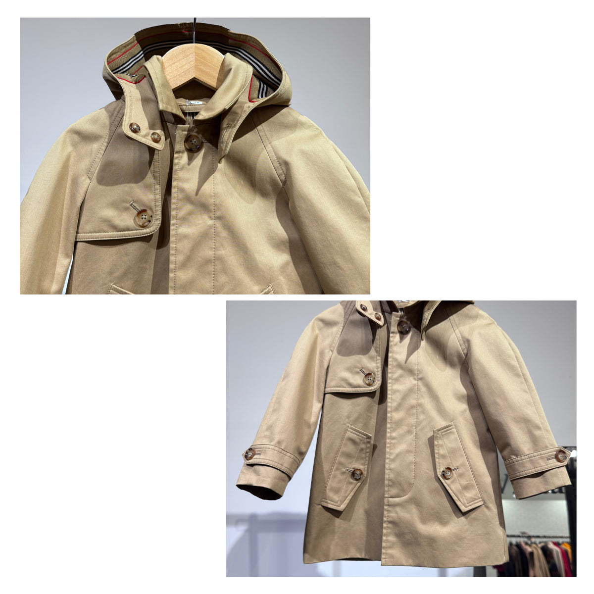 BURBERRY バーバリー キッズ フード付きコート ベージュ ノバチェック コットン 18M 86cm TT068