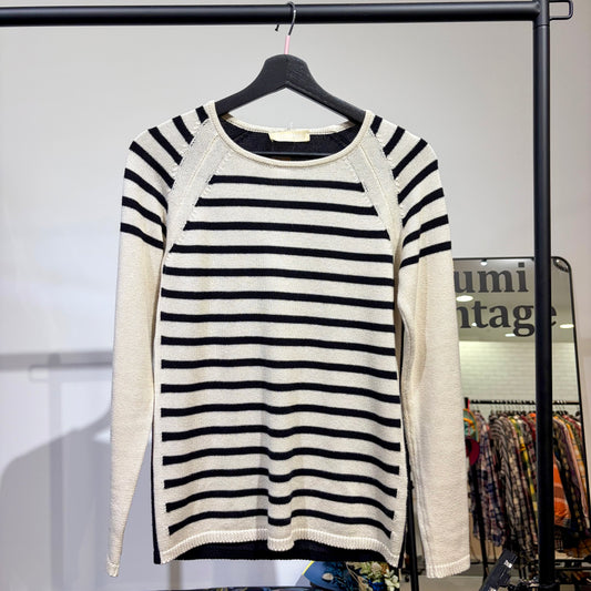 S Max Mara ボーダー ニット プルオーバー アイボリー×ブラック S レディース TT089
