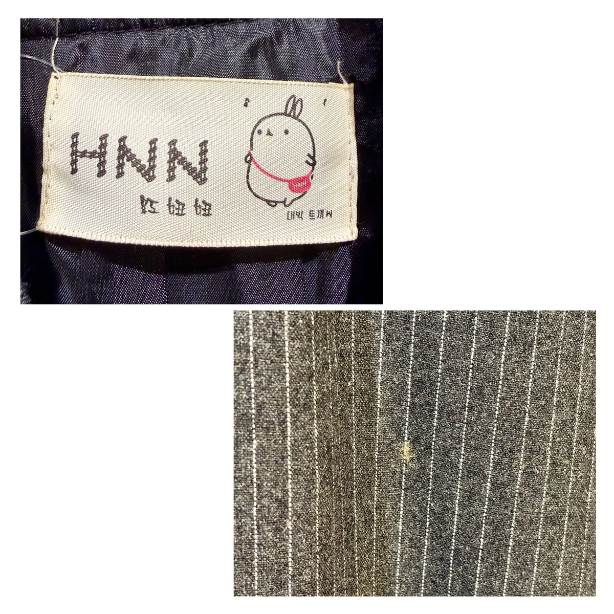 HNN ロングジップジャケット ピンストライプ チャコールグレー コットン メンズ  TT081