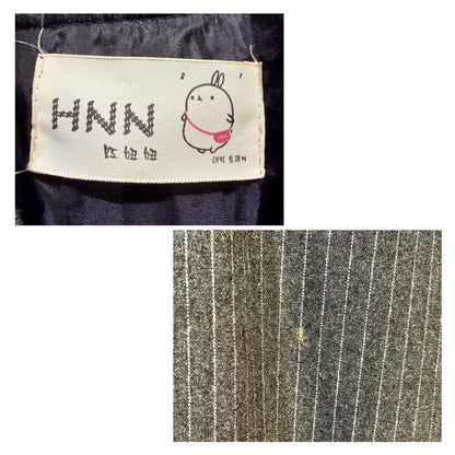 HNN ロングジップジャケット ピンストライプ チャコールグレー コットン メンズ  TT081