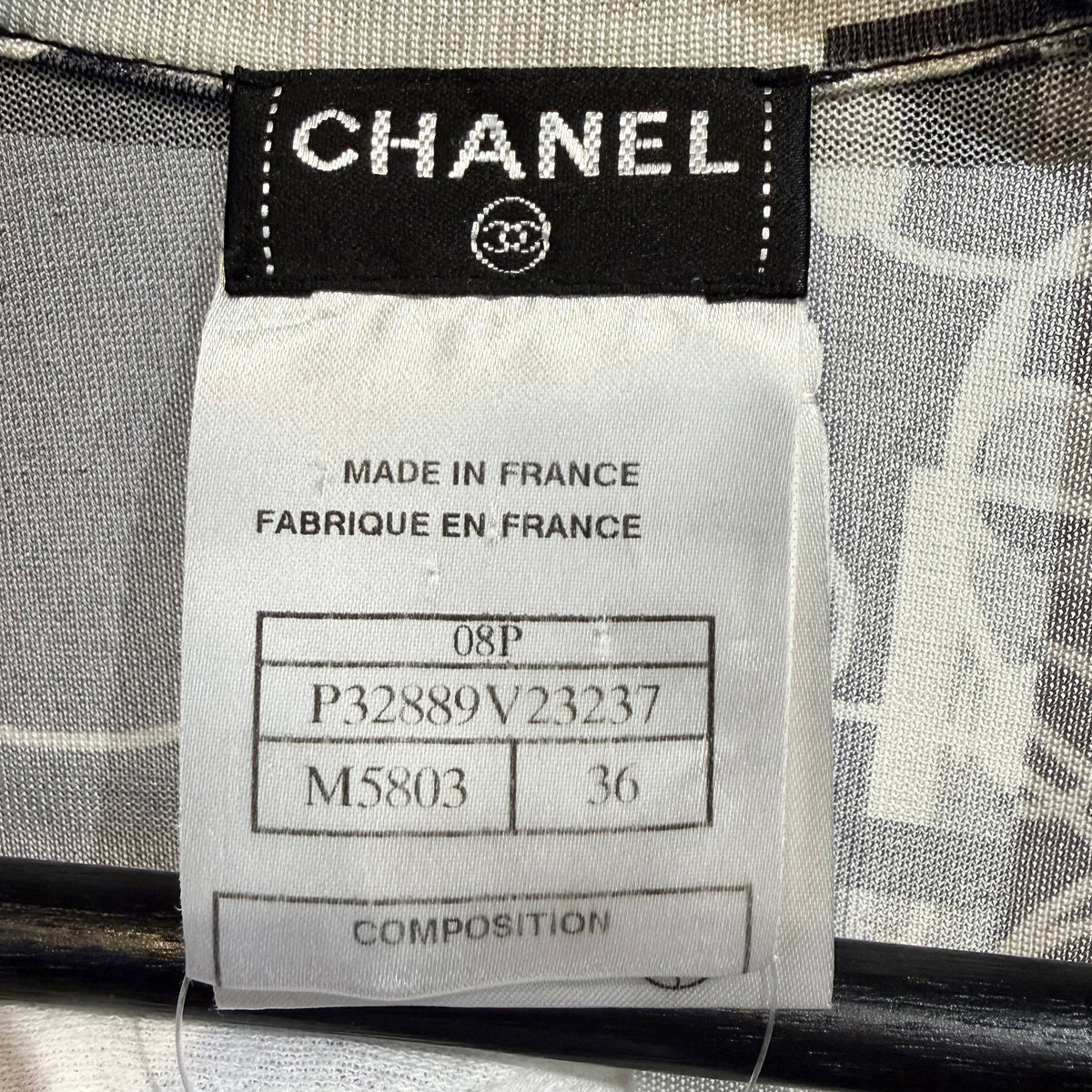 CHANEL 総柄 シルク ワンピース ドレス ブラック ホワイト 36 フランス製 レディース TT010