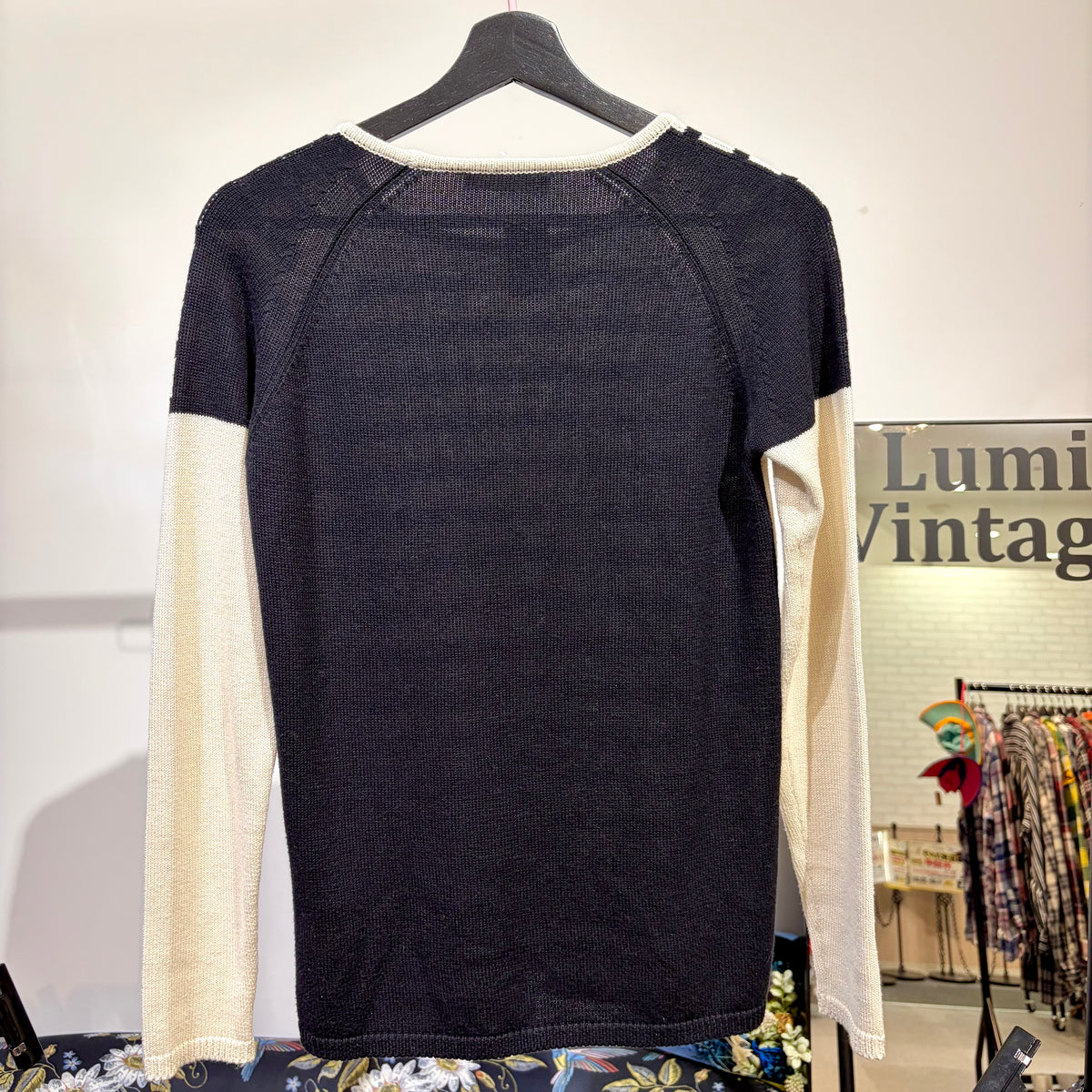 S Max Mara ボーダー ニット プルオーバー アイボリー×ブラック S レディース TT089