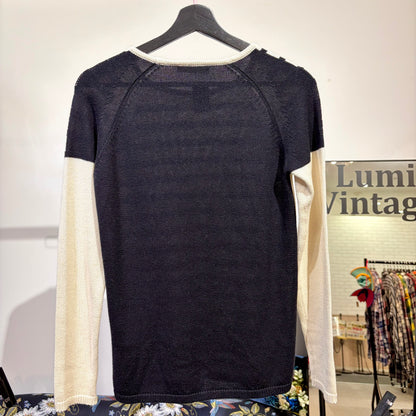 S Max Mara ボーダー ニット プルオーバー アイボリー×ブラック S レディース TT089