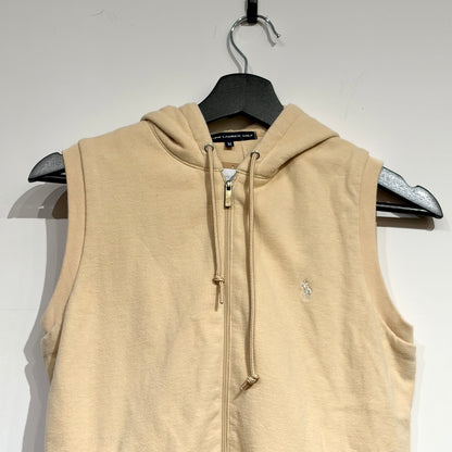 RALPH LAUREN GOLF ポニー刺繍 ノースリーブ ジップパーカー ベージュ M レディース TT107