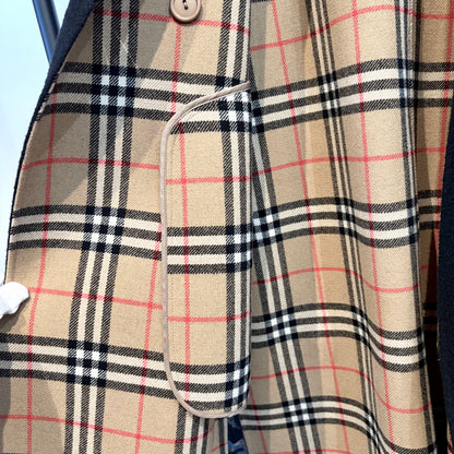 BURBERRY ウール カシミヤ コート ブラック ノバチェック 38 レディース TT006