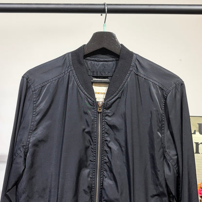 DIESEL ジップアップ ボンバージャケット ブラック グリーン裏地 SK-Y78 メンズ  TT077